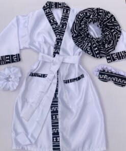 Ensemble Peignoir Personnalisé Femme - Blanc /Noir